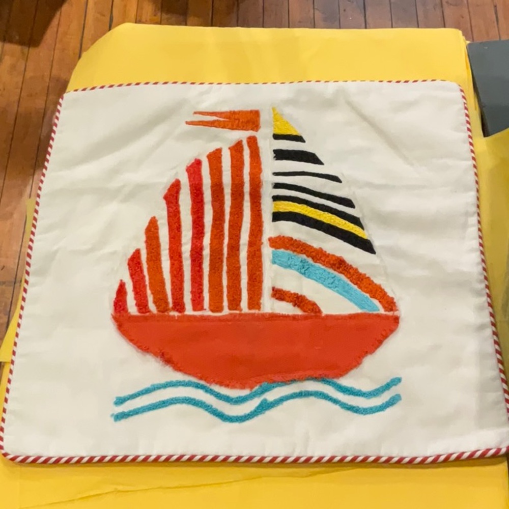 Sail Boat Motif Pillow Cover